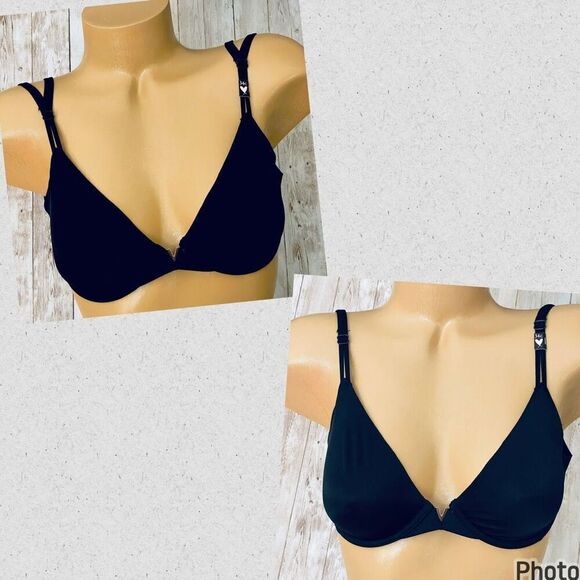 NWT 34D VICTORIA'S SECRET Black Elastic Underwire Double strap Bra - Picture 1 of 12